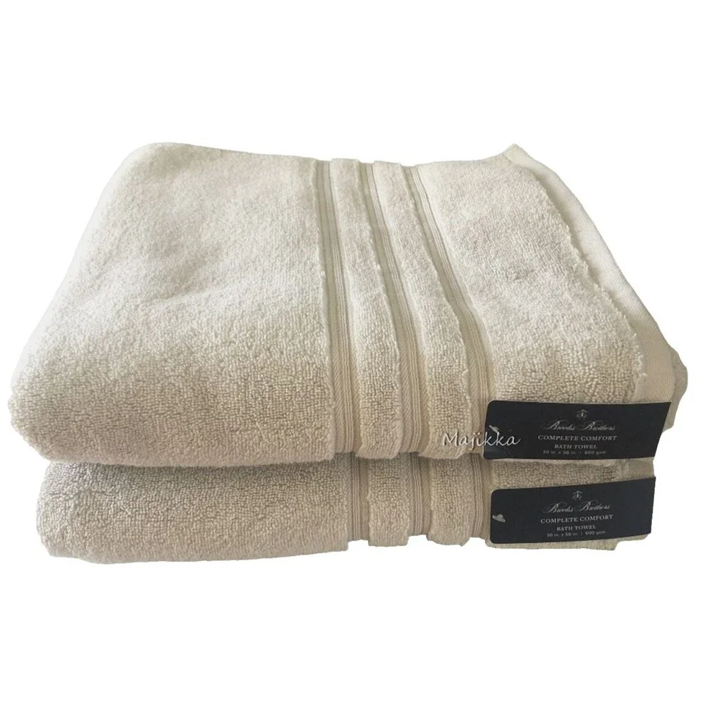 Brooks Brothers Complete Comfort Bath Towels Pale Gray 600 Gram 30x56 Set of 2